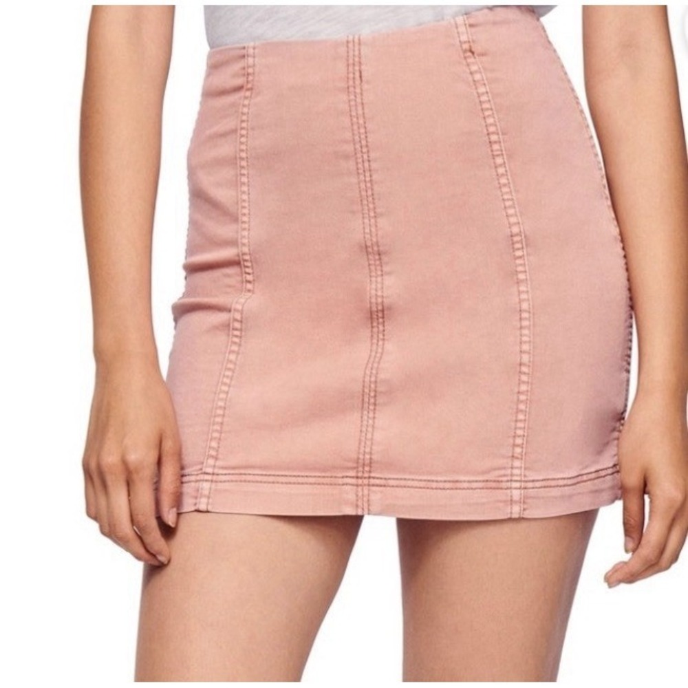 Women's Free People Dusty Mauve Stone Denim Mini Skirt Sz-2